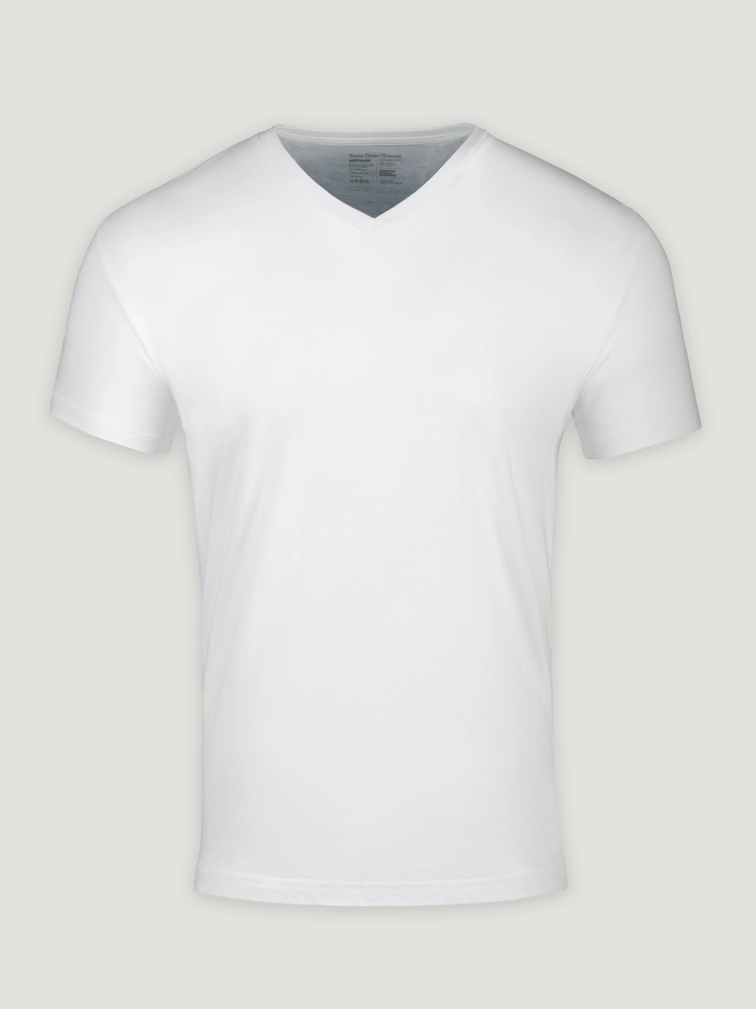 White V-Neck tee on a ghost mannequin